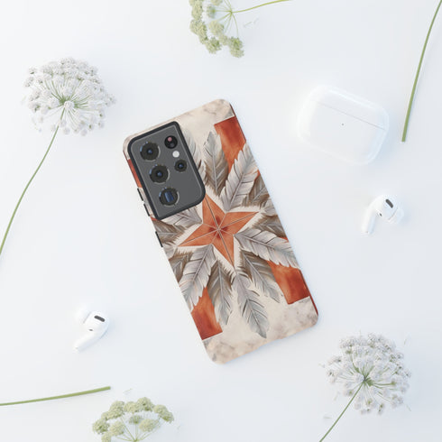 Silver Feather Compass - Impact Resistant Phone Case
